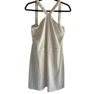 Lost + Wander Seersucker Cross Neck Bodycon Dress Women's Sz Large